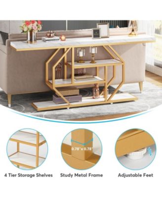 70.9 inch Extra Long Console Table, Modern Sofa Table Behind Couch with Storage, 4 Tier Entryway Accent Table for Living Room, Hallway, Entrance, Foyer