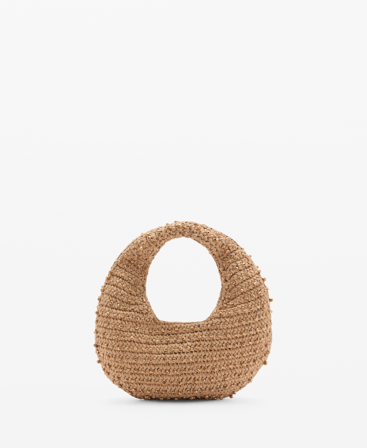 Mango Women's Beads Detail Natural Fibre Bag In Sand