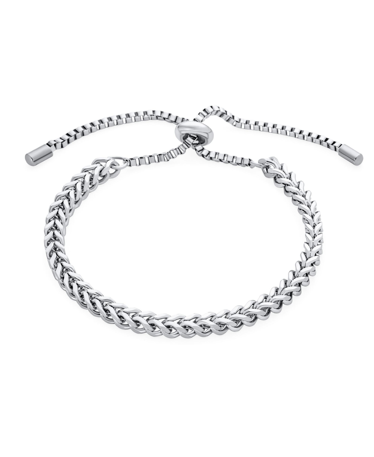 Bling Jewelry Solid Stylish Strong Adjustable Miami Curb Chain Link Layering Bolo Bracelet Stainless Steel 6.5-8.5 Inch