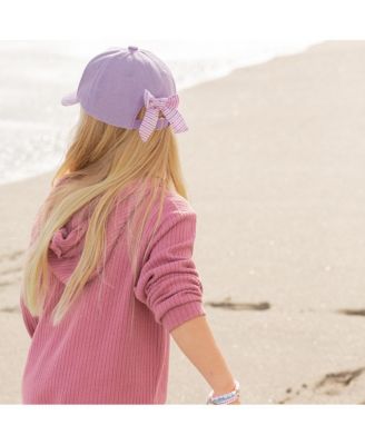 Girls  Rainbow Unicorn Bow Baseball Hat in Lavender