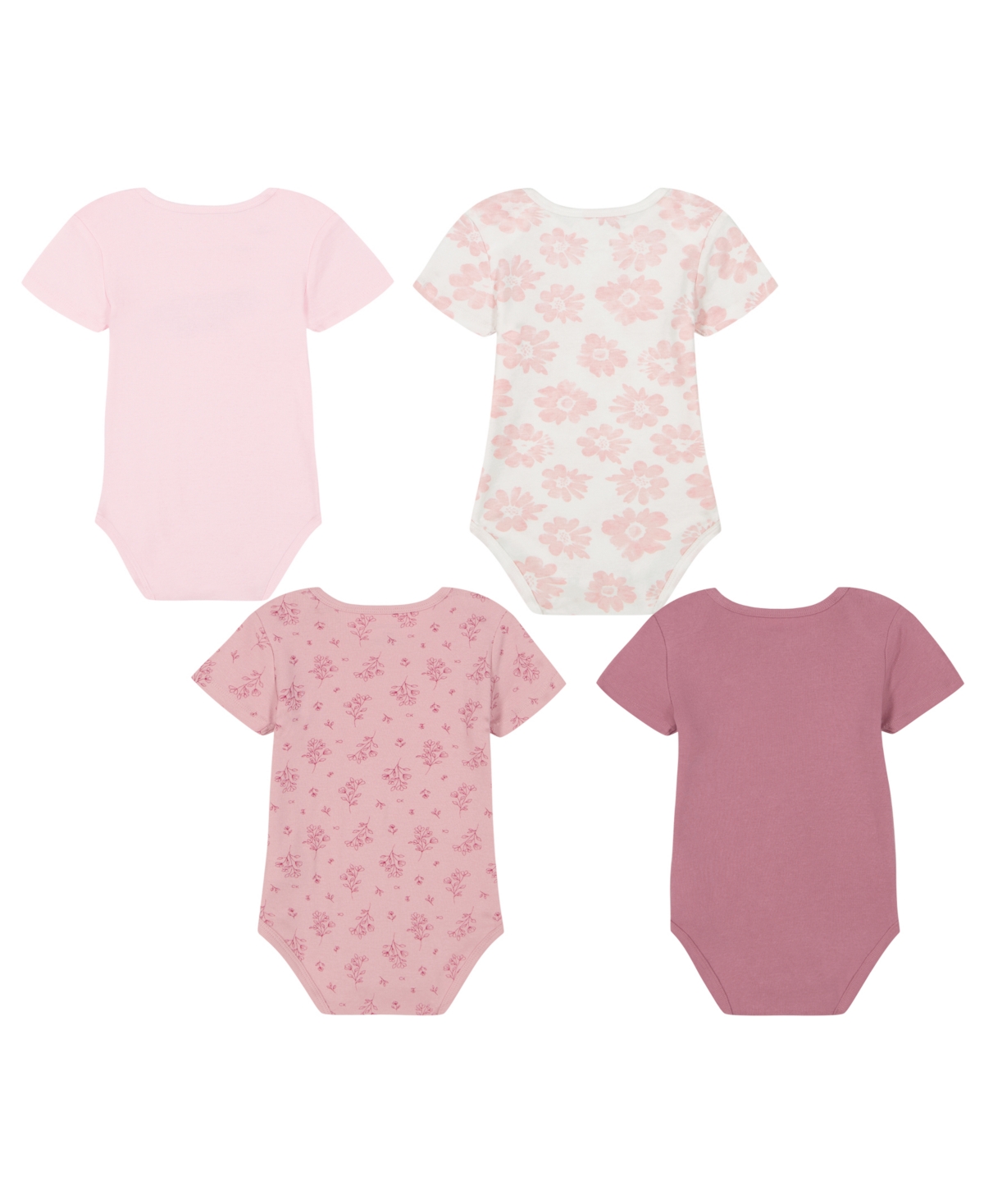 Calvin Klein Baby Girl 4-Pack Floral Multi Logo Short Sleeve Bodysuits