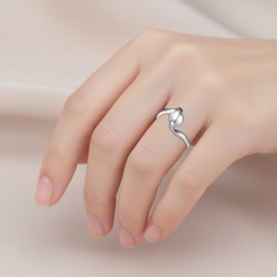 Sterling Silver with Cubic Zirconia Double Weave Band Ring