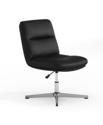 Mid-Back Upholstered Swivel Office Chair – Height-Adjustable Armless Design with Padded Seat & Back, Stationary Strong Frame