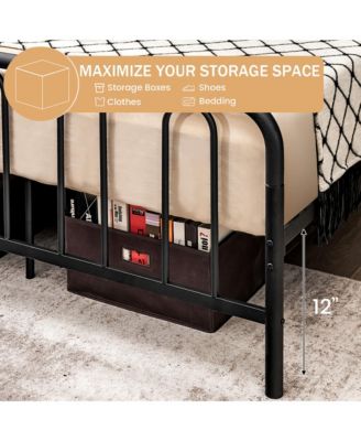 Stylish Queen Size Metal Bed Frame Platform Bed Base w/ Headboard & Footboard