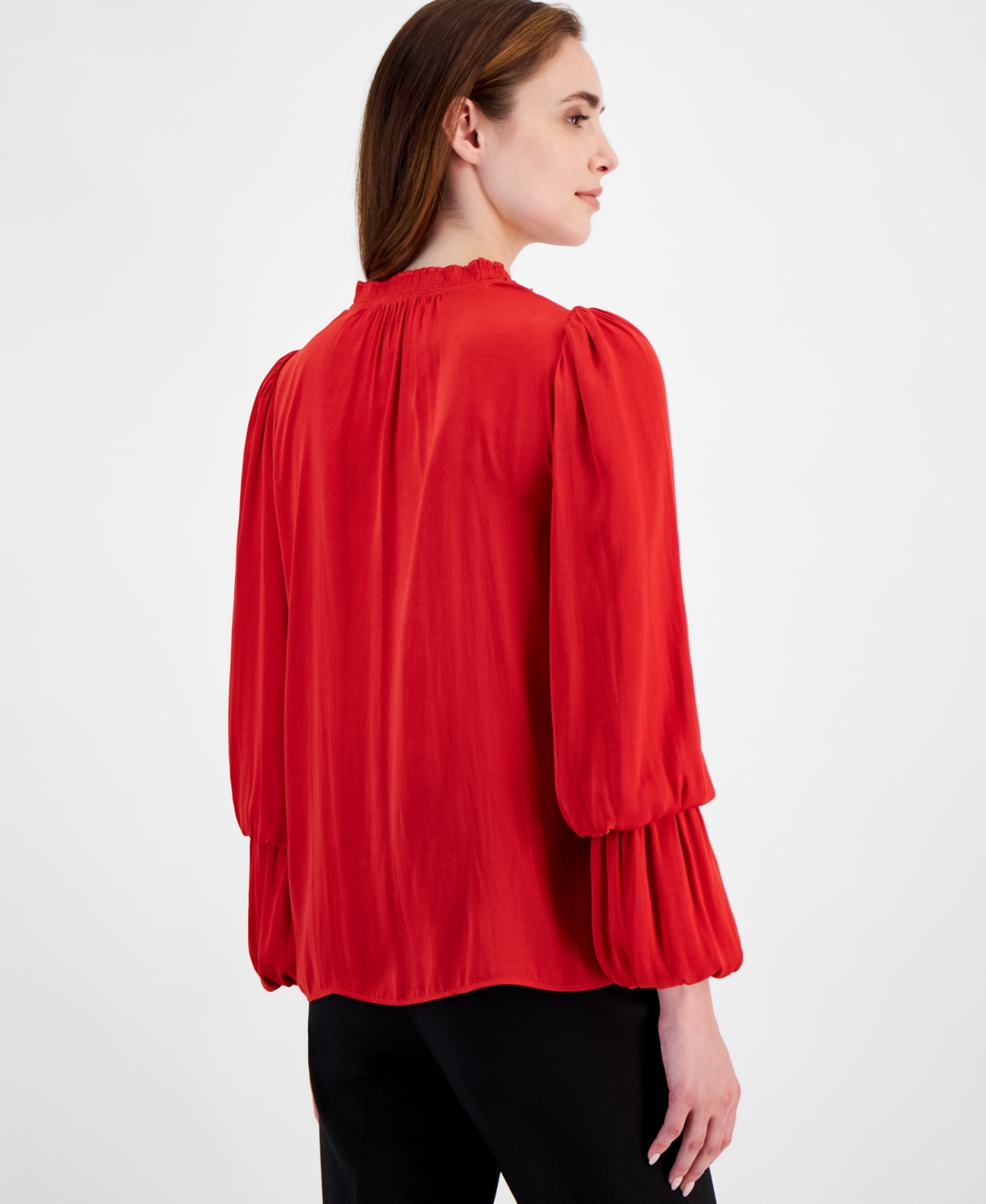 T Tahari Women's Split-Neckline Tiered-Sleeve Top