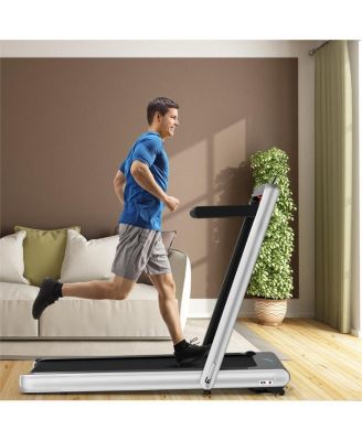 4.75HP 2 In 1 Folding Treadmill with Remote APP Control-Silver