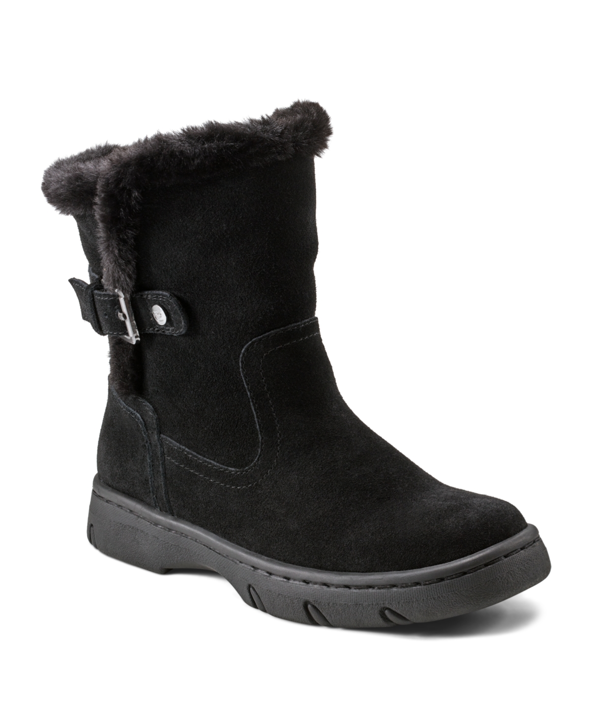 Women's Graye Round Toe Flat Casual Booties - Black Suede