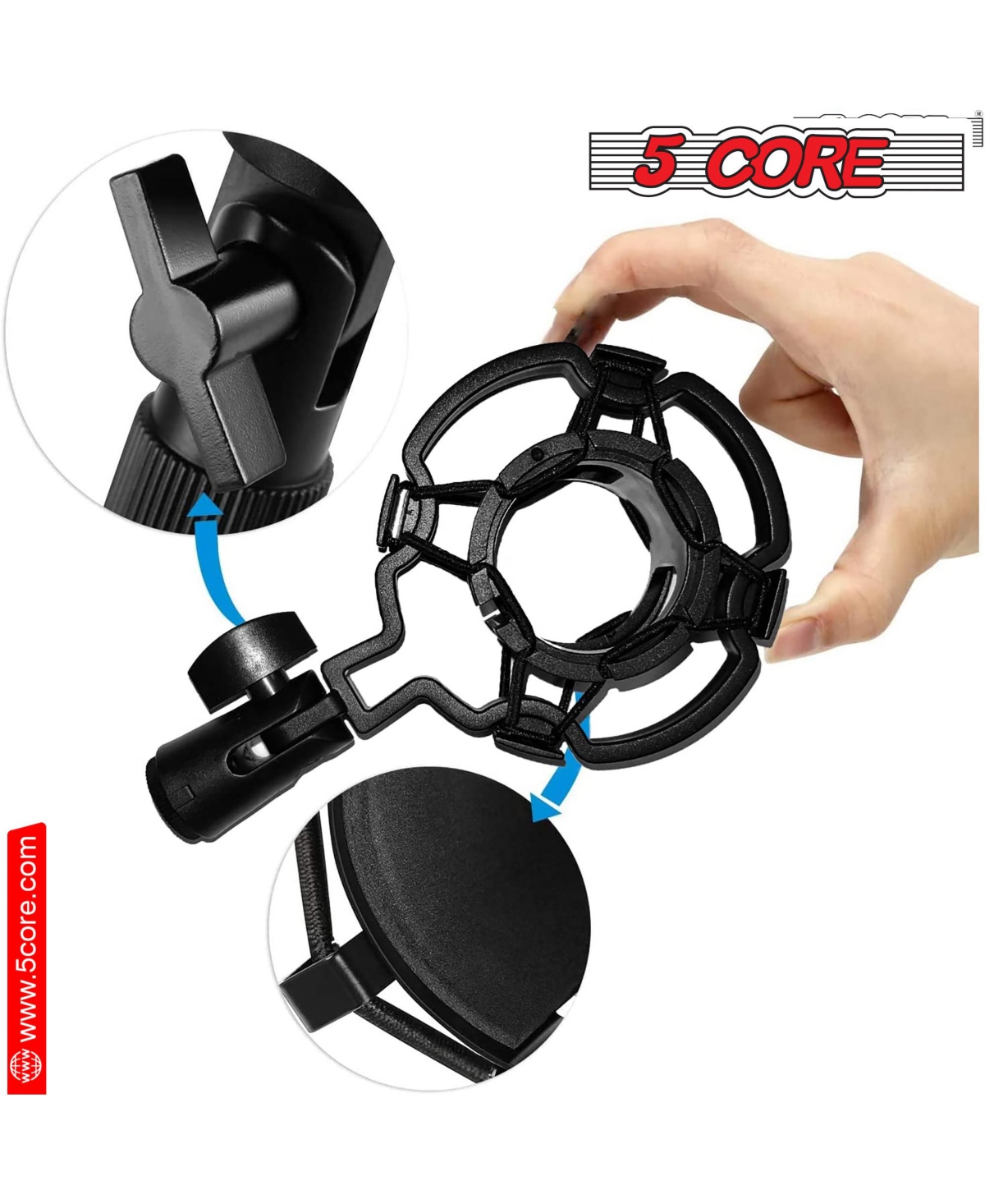 5 Core Microphone Stand • Suspension Desk Scissor Boom Arm • w Shock Mount • Dual Layer Pop Filter Arm Set 21