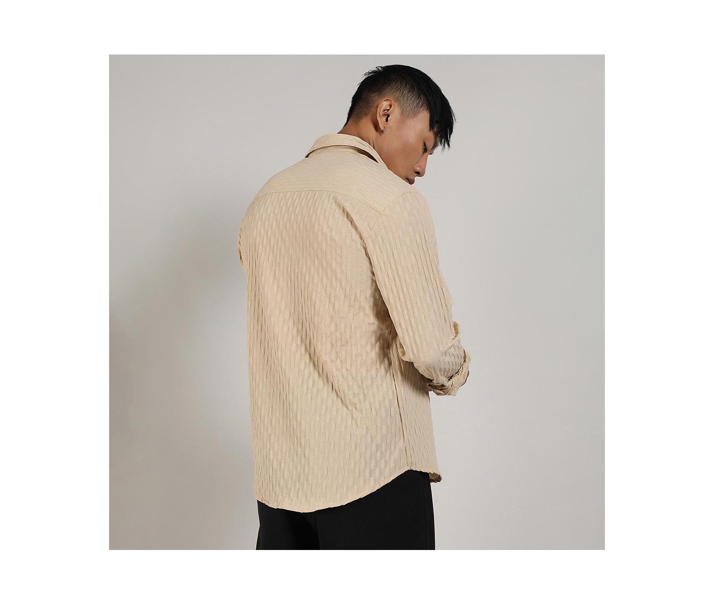 Мужская рубашка Cahoot Campus Sutra Butter Yellow Crinkled-Weave, цвет: Жёлтый — фото 7