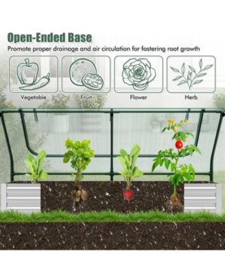 6 x 3 x 3 Feet Galvanized Raised Garden Bed with Greenhouse-Green