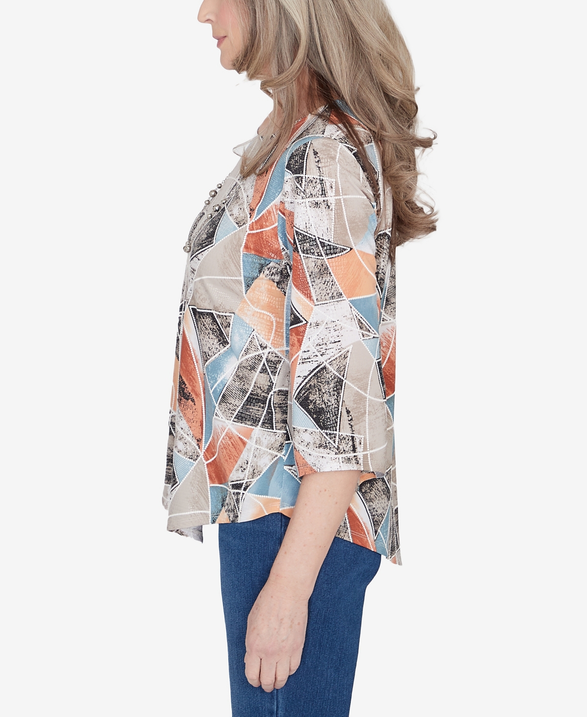 Alfred Dunner Petite Classics-Stained Glass Sharkbite Top