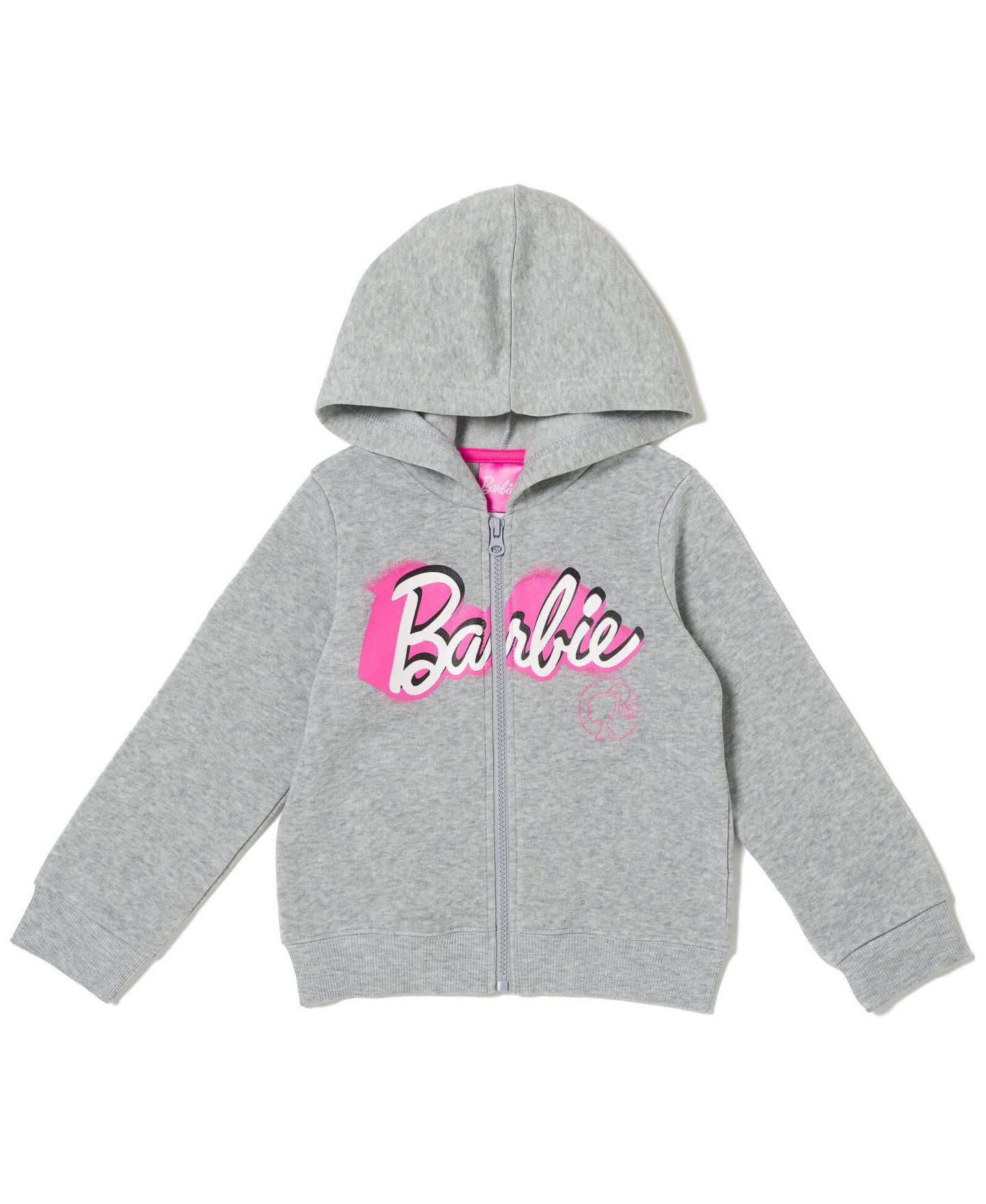 Детский комплект Barbie Little Girls Zip-Up Hoodie and Leggings Set, цвет: Меланжевый серый розовый — фото 5
