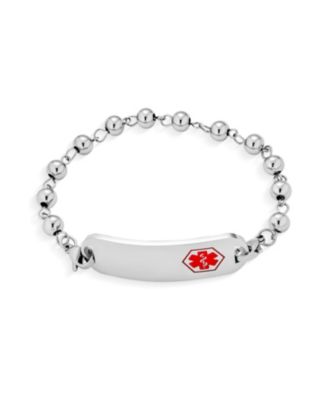Identification Medical ID Bracelet Blank Ball Bead Link Chain Stainless Steel