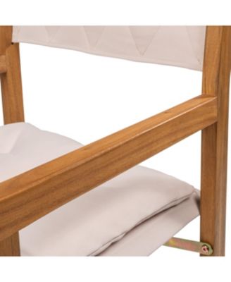 Waldo Classic Mid-Century Outdoor Acacia Wood Foldable Diamond-Quilted Back Director Chair with Cushion