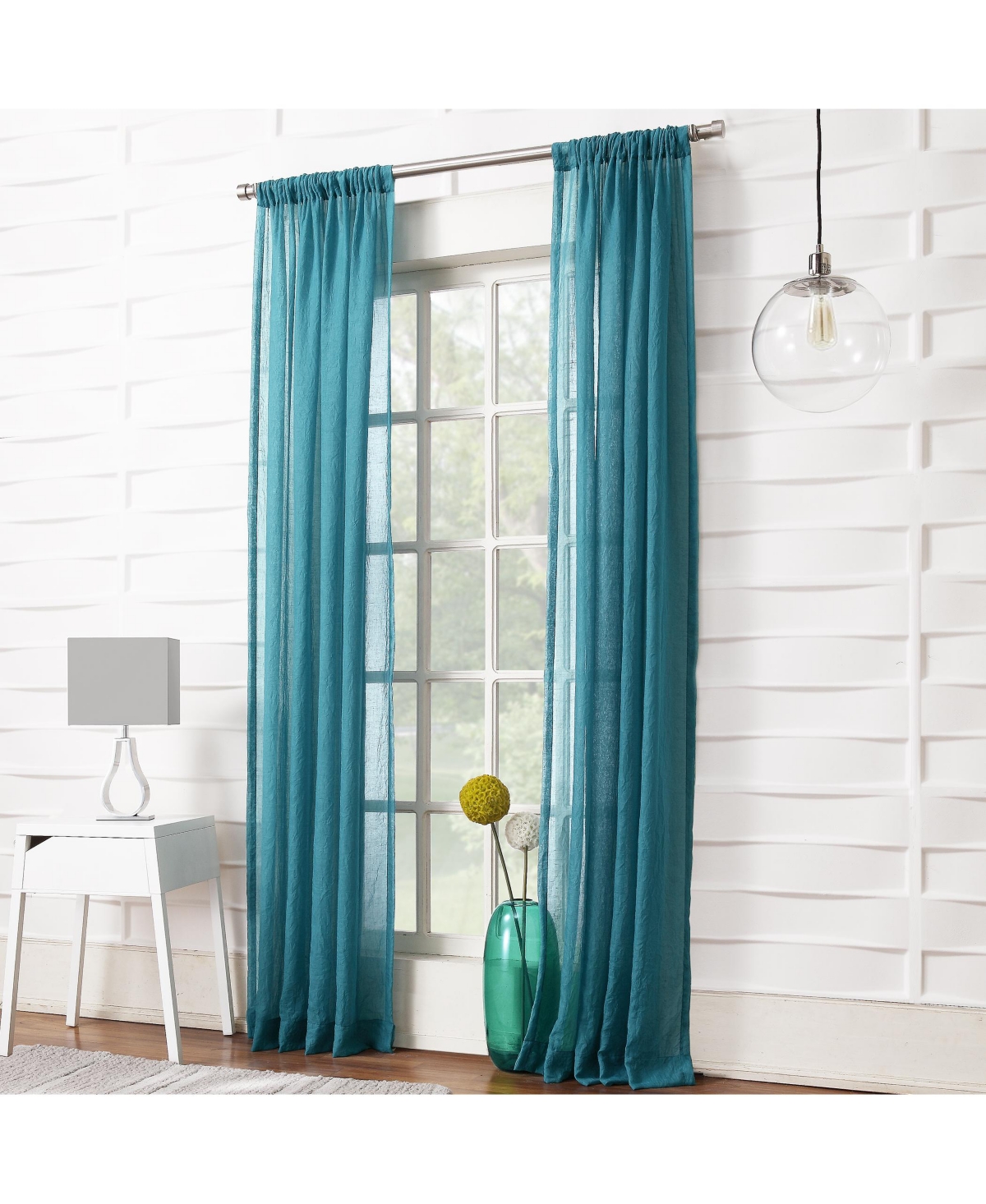 Silvia Crushed Texture Semi-Sheer Rod Pocket Curtain Panel