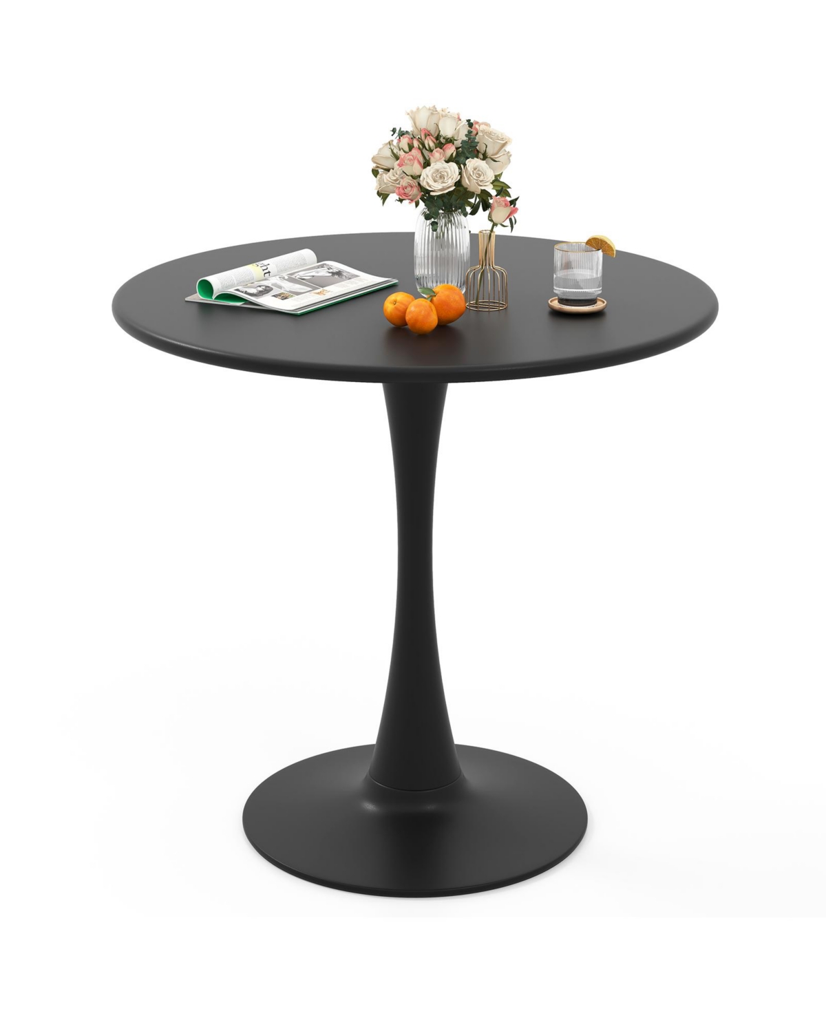 Skonyon Round Dining Table with Anti-Slip Pp Ring- Black