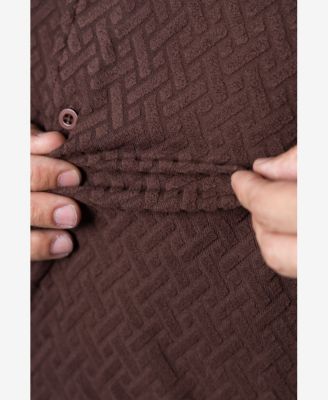 Men's Casual Textured Camp Collar Short Sleeve Button-Up Shirt