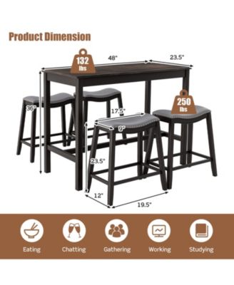 5-Piece Dining Set with 4 Upholstered Stools