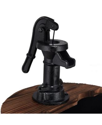 2-Tiers Outdoor Wooden Barrel Waterfall Fountain with Pump