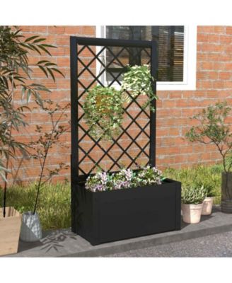 44-Inch Metal Raised Garden Bed with Trellis