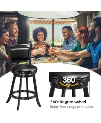 2 Pieces 24 Inch Swivel Counter Stool Dining Chair Upholstered Seat