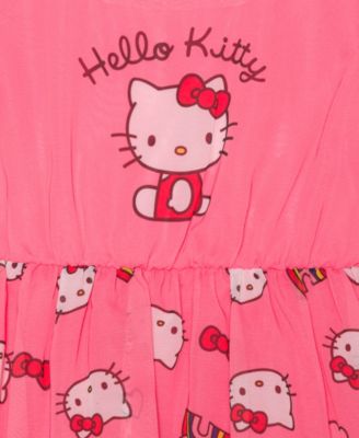 Hello Kitty Toddler and Little Girls Rainbow Short Sleeve Chiffon Dress
