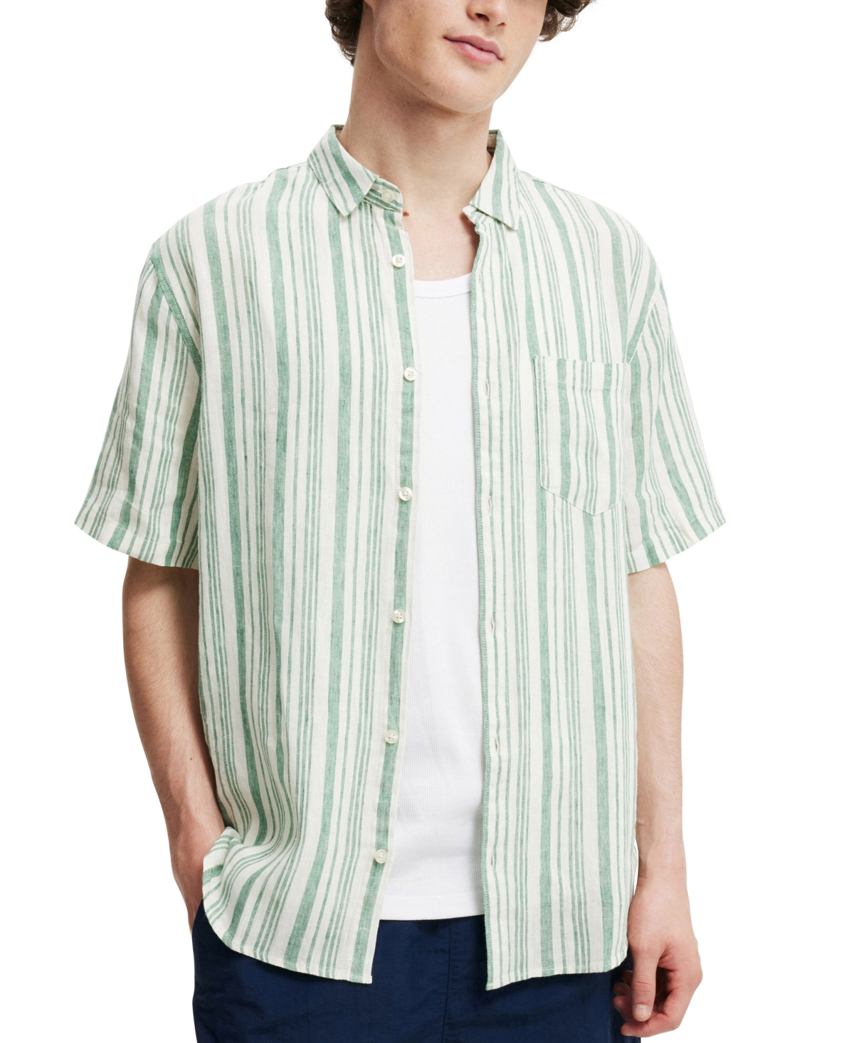Cotton On Men's Linen Short Sleeve Shirt