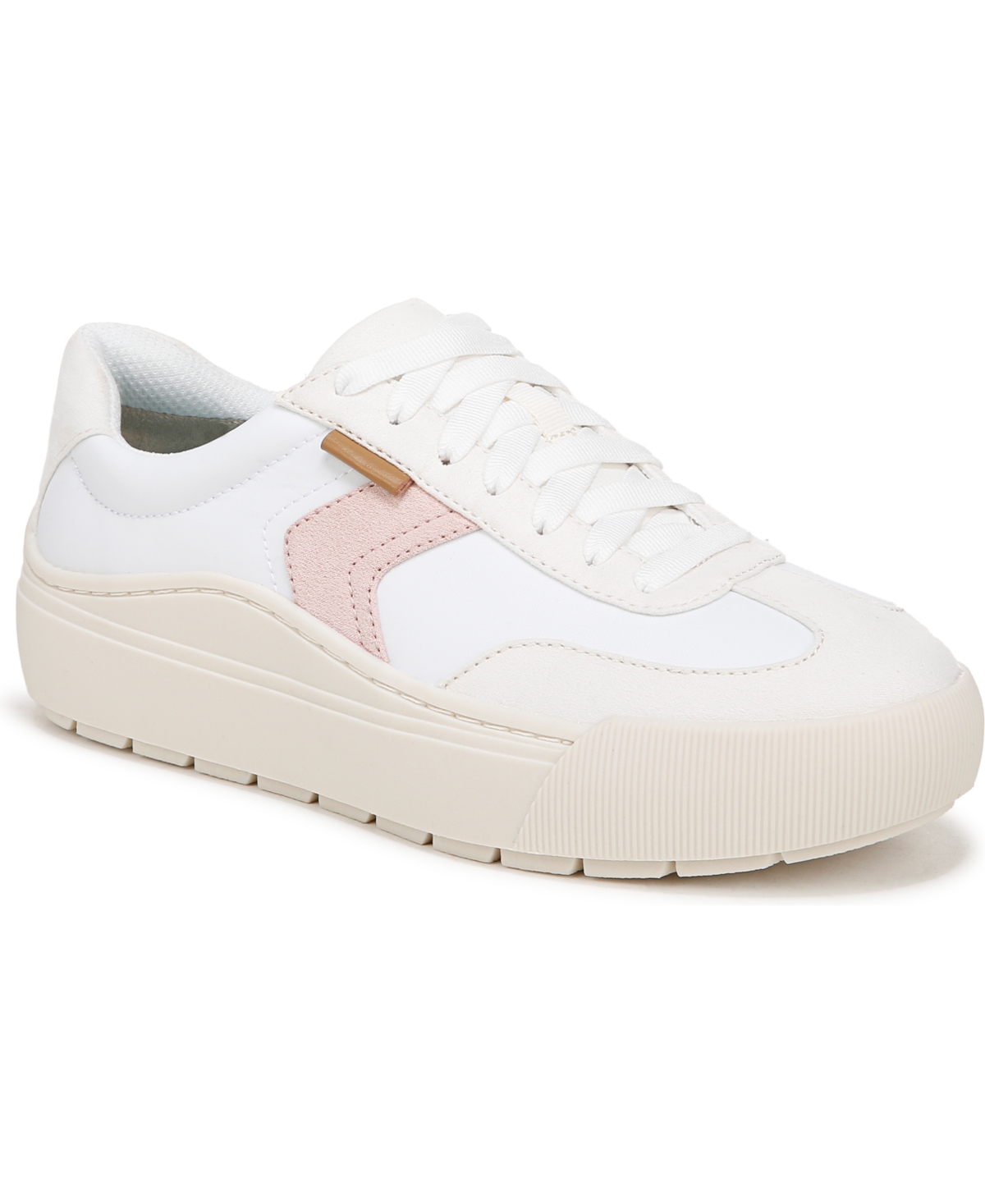 Shop Dr. Scholl's Women's Time Off Win Lace Up Platform Sneakers In White,tofu Nylon