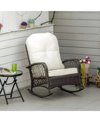 Wide-Seat Patio Rocker with Soft Cushion