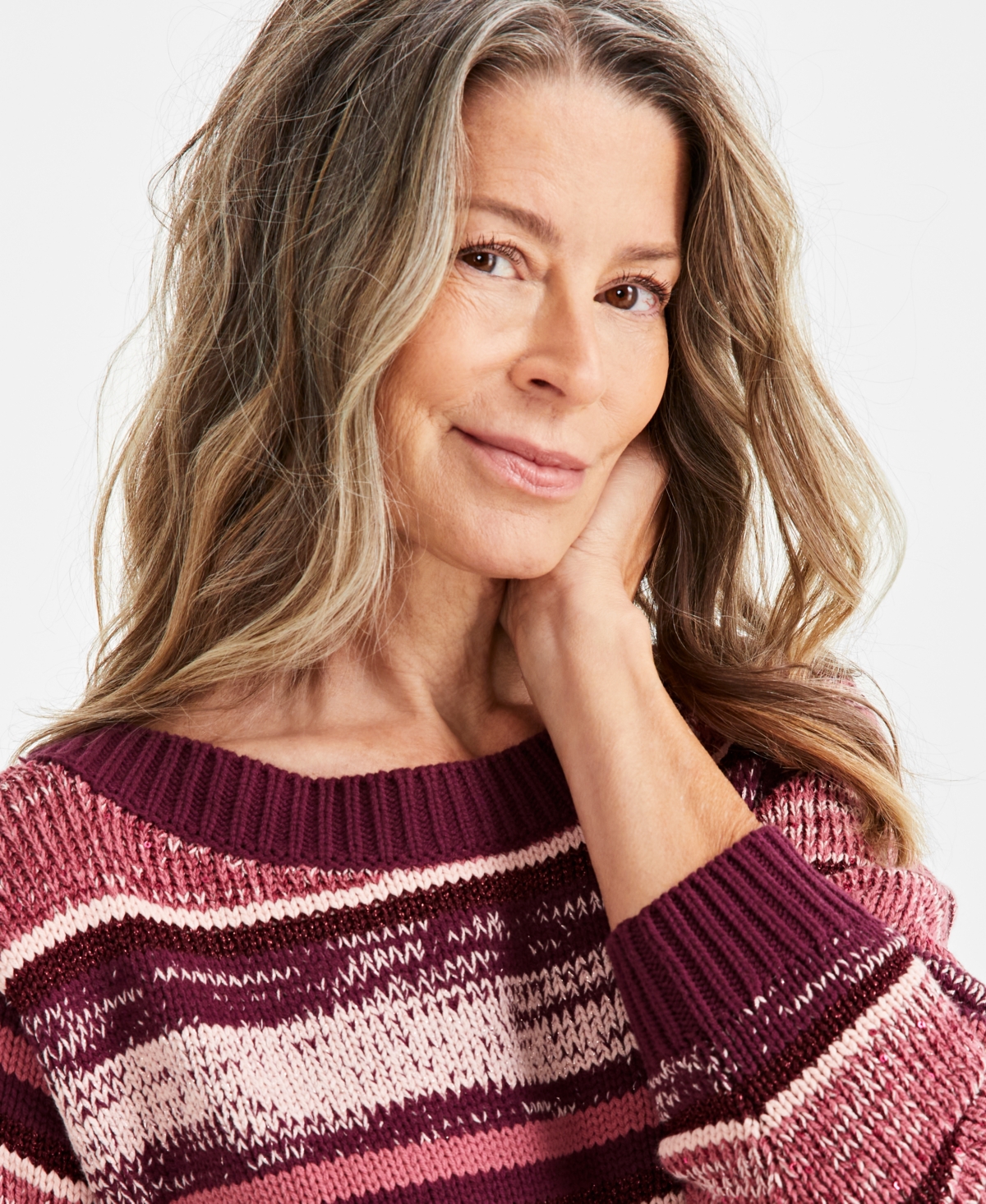 Style & Co Petite Stella Striped Metallic Sweater, Created For Macy's In Stella Bry Tres