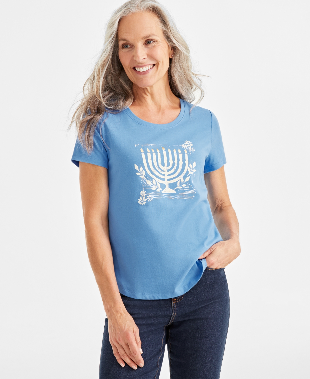 Style & Co Women's Festive Graphic Crewneck T-Shirt, Created for Macy's