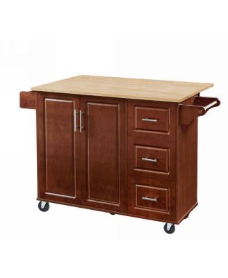 Drop Leaf Rolling Kitchen Island with Storage