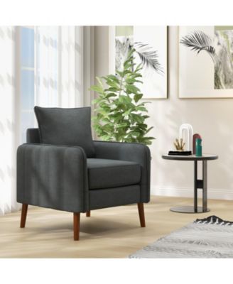 Single Piece Fabric Upholstered Sofa Chair with Removable Back and Seat Cushions