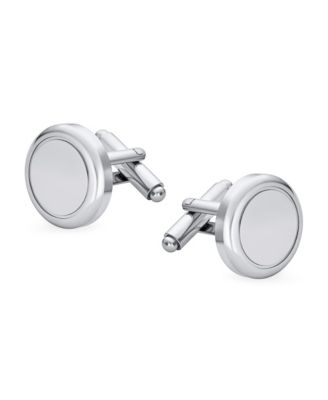 Classic Monogram Initial Solid Round Circle Stainless Steel Shirt Cufflinks Cuff Links Executive Gift Hinge Bullet Back