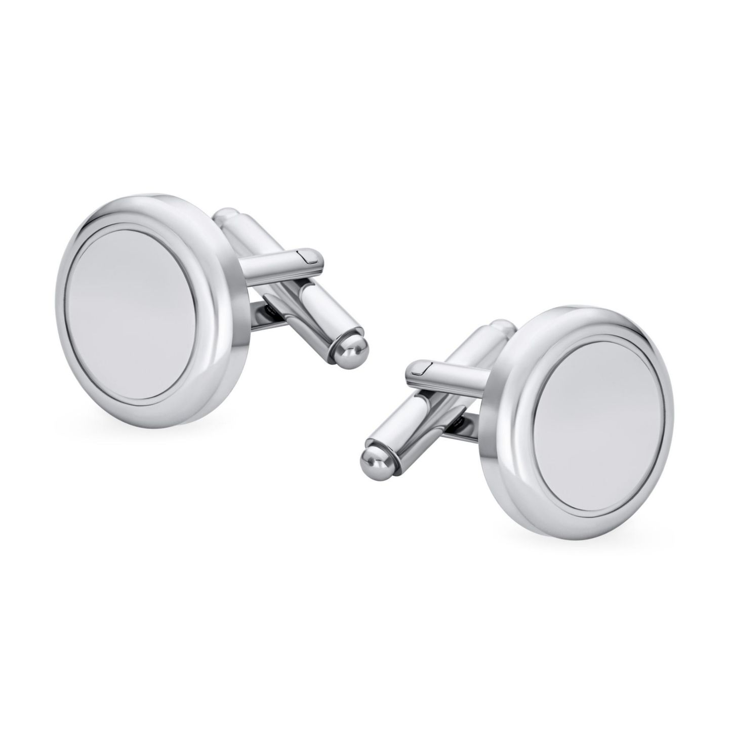 Мужские запонки Bling Jewelry Grey Monogram Round Cufflinks, цвет: Серый — фото 2