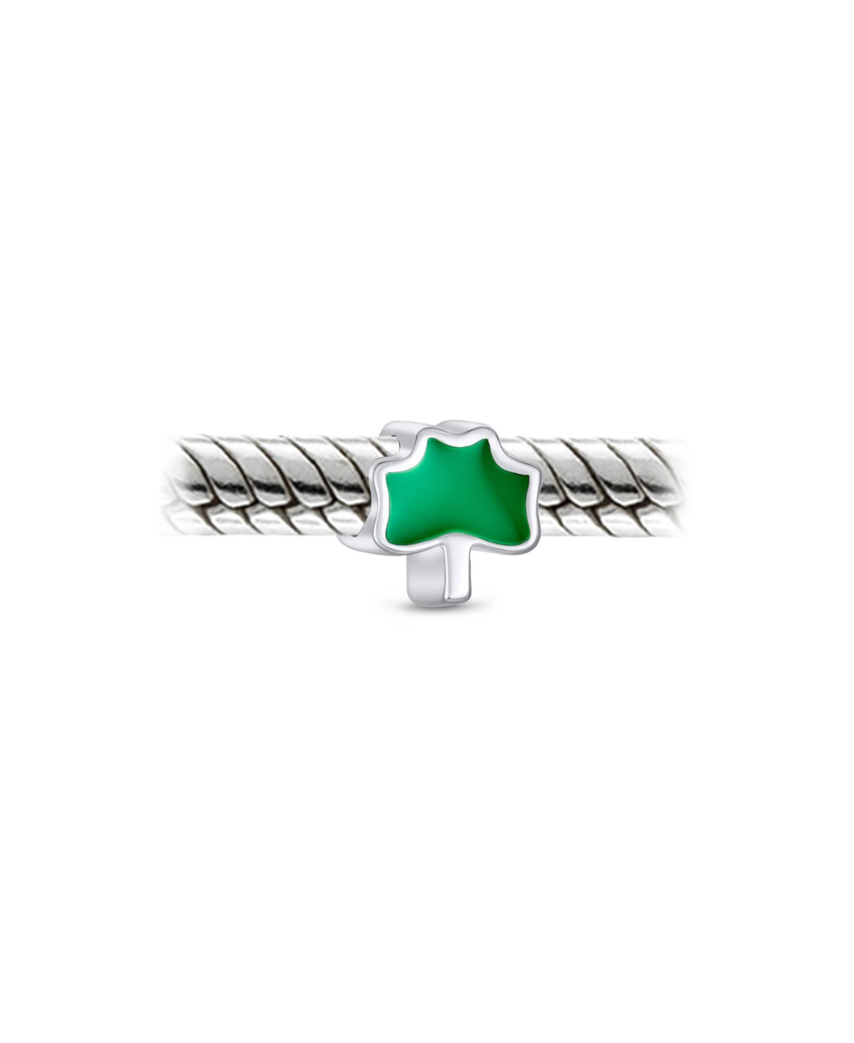 Bling Jewelry Good Luck Lucky Irish Shamrock Enamel Green Clover Charm Bead For Women Sterling Silver Fits European Bracelet