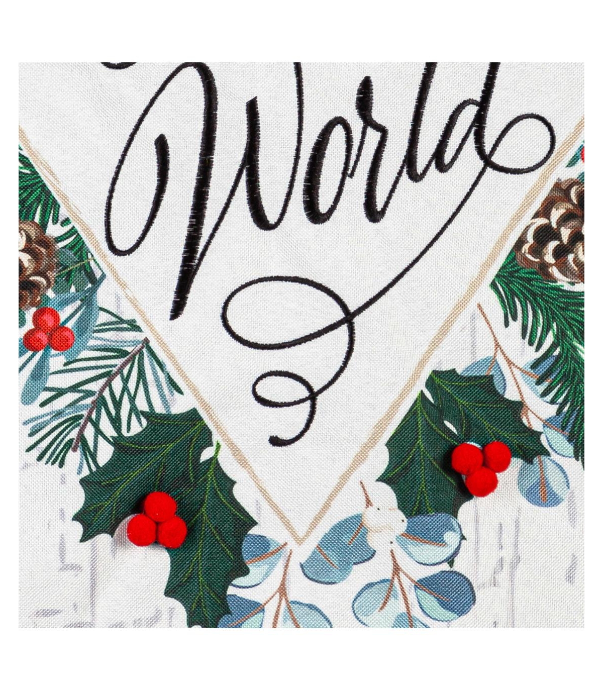 Evergreen Garden Flag Joy to the World Linen Double Sided Indoor Outdoor Decor 18" x 12.5"