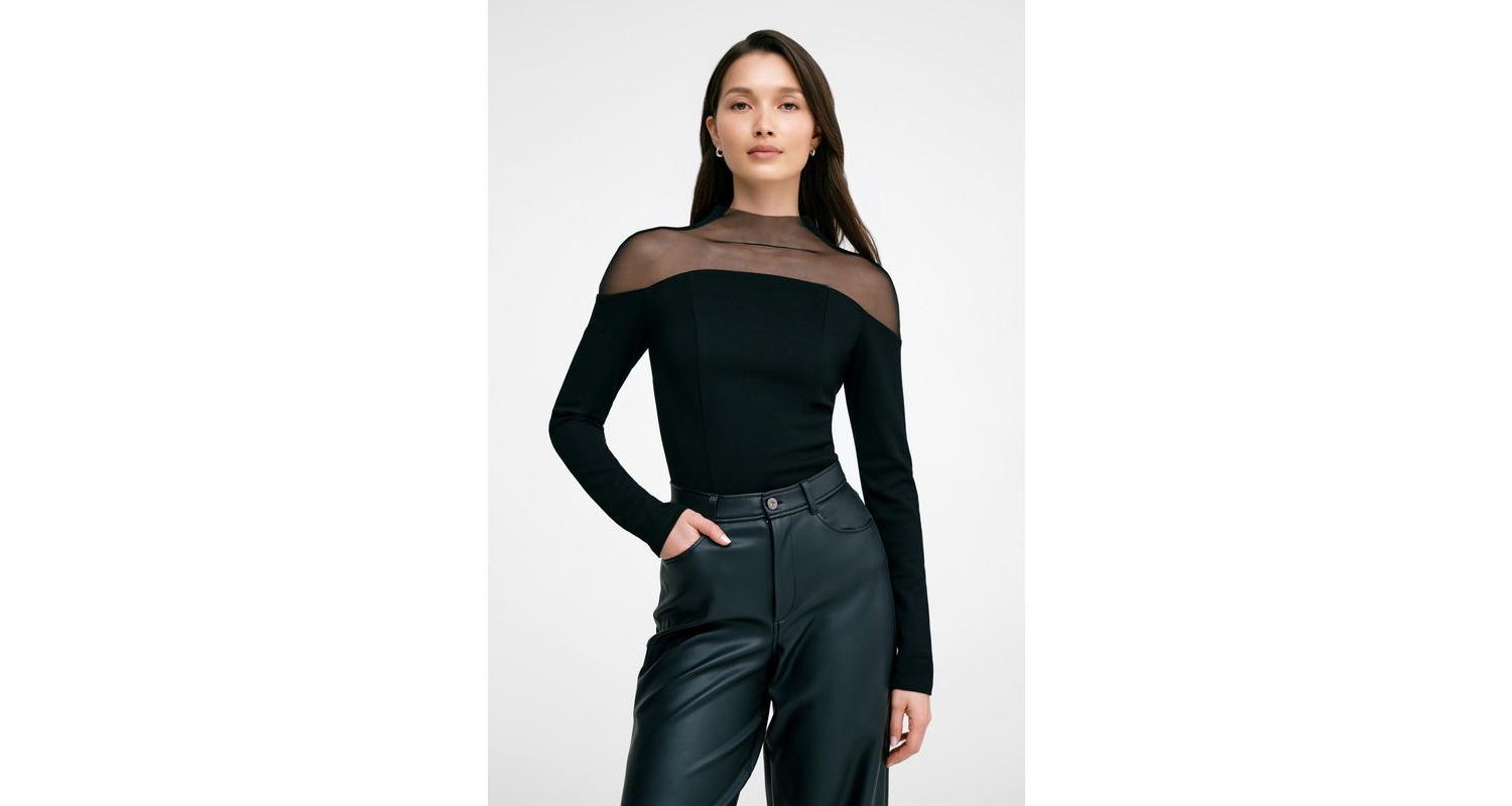 Women's Joanna Mesh Off-Shoulder Long-Sleeve Fitted Top