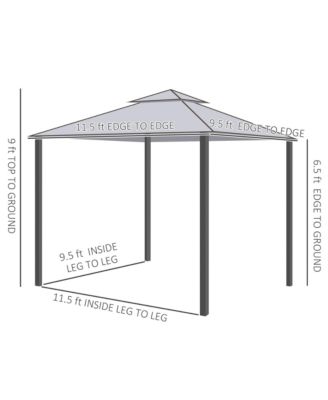 9.6' x 11.6' Patio Gazebo: Garden Canopy Shelter with Netting