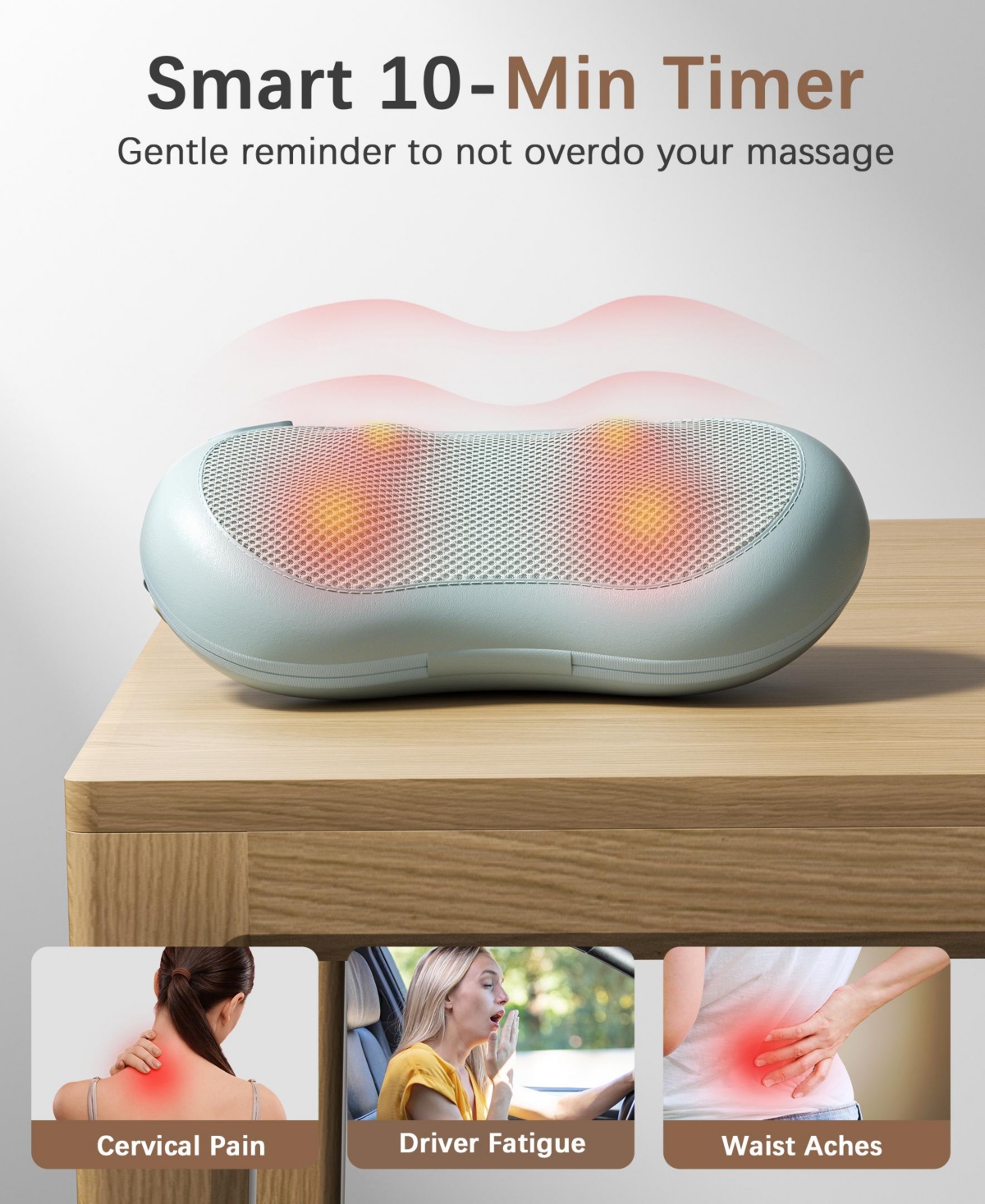 Shiatsu Massage Cushion with Heat, Full-Body Back, Neck, and Lumbar Relief, Usb Powered for Home, Office, or Car Use