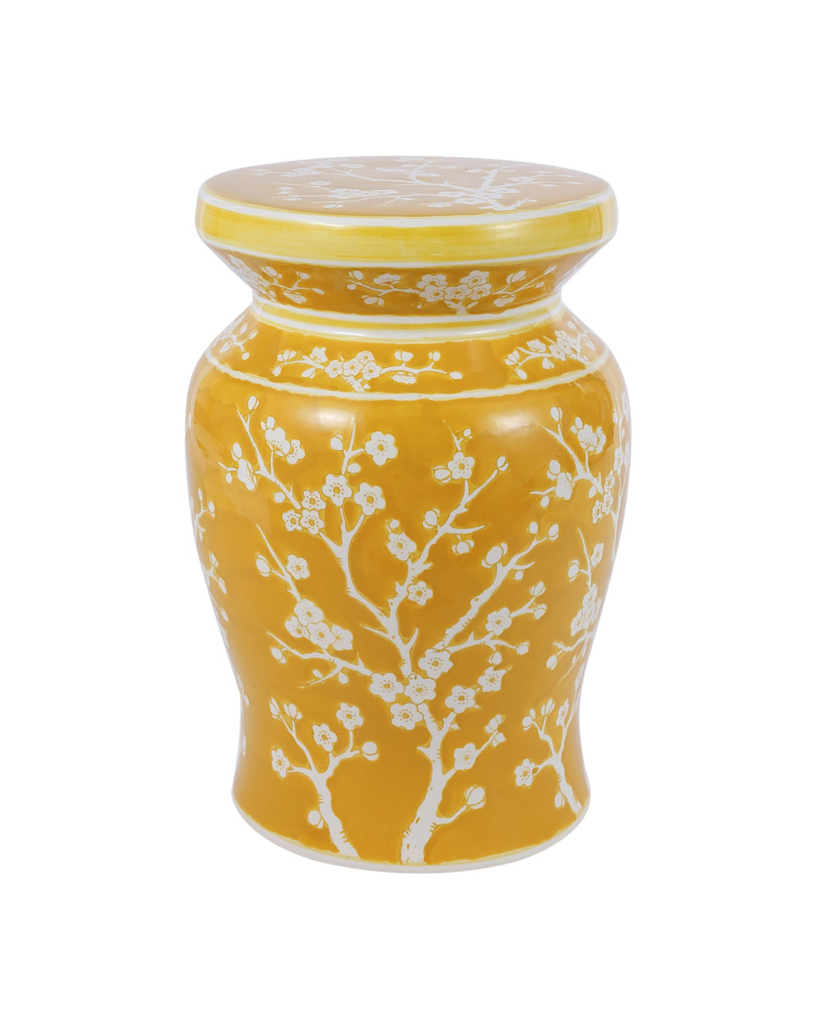 Cherry Ceramic Garden Stool - Yellow/white