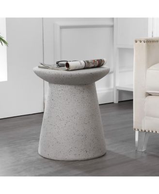 Hollie Minimalist Modern Drum Indoor/Outdoor Accent Table Pedestal