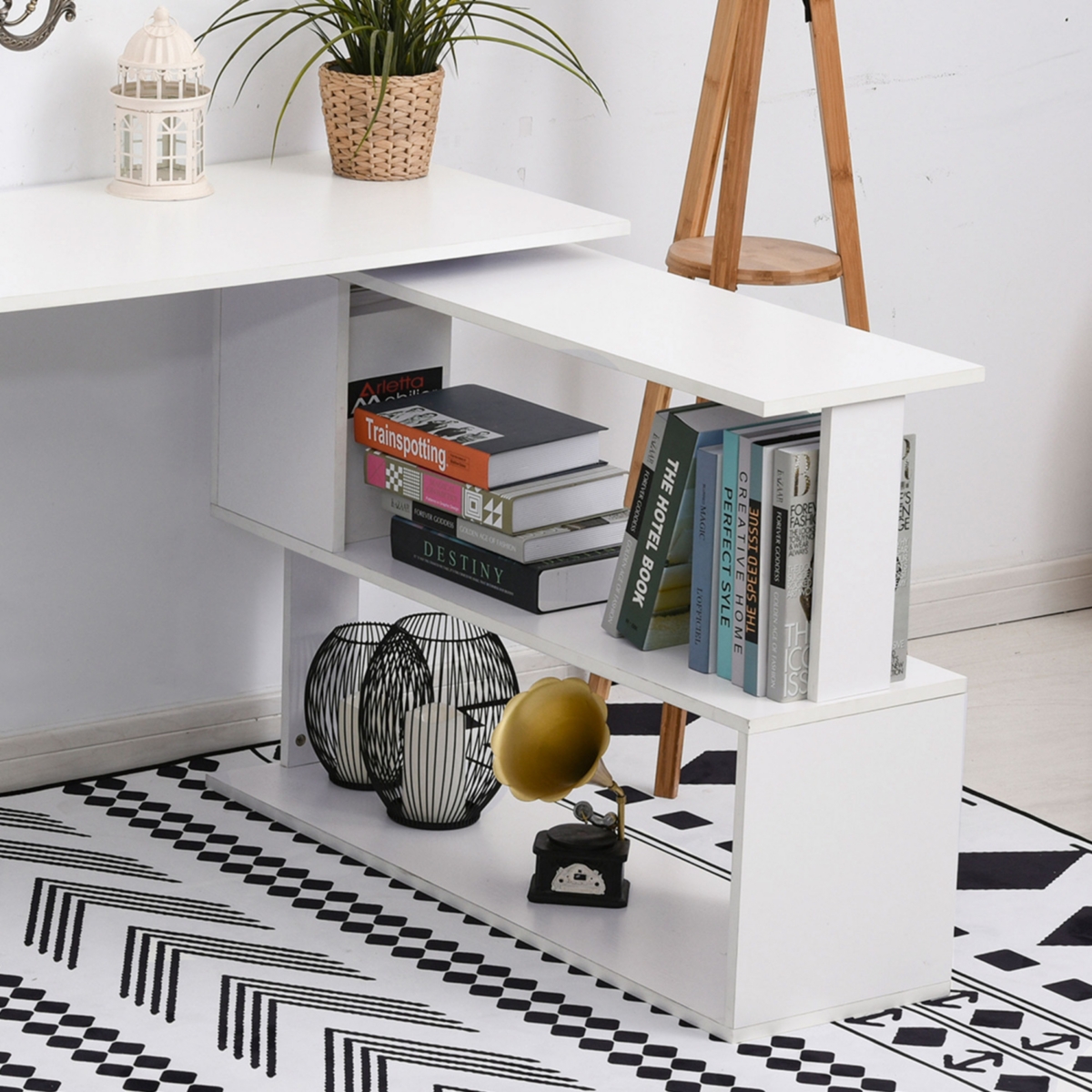 Streamdale Furniture Minimalist L-Shape Corner Desk with Storage Shelves