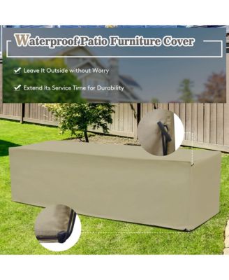 8 PCS Outdoor Wicker Furniture Set with Storage Box Tempered Glass Table 2 Ottomans