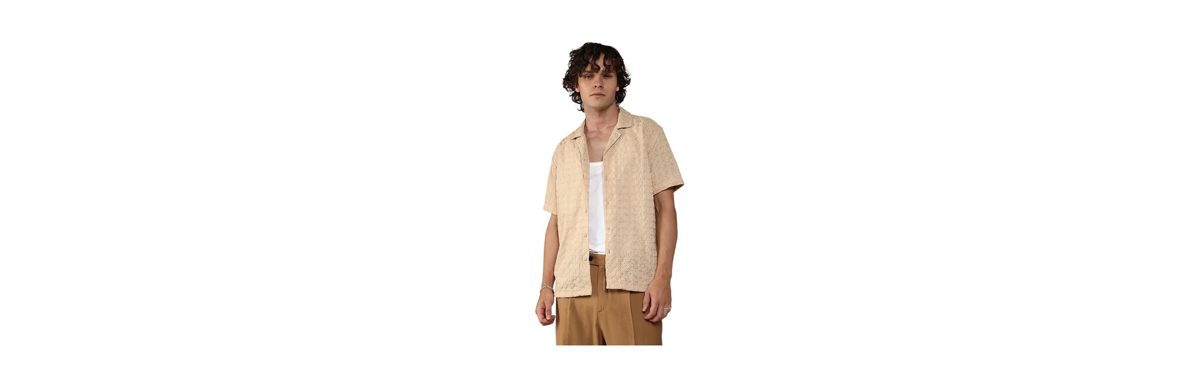 Men's Beige Embroidered Flora Shirt