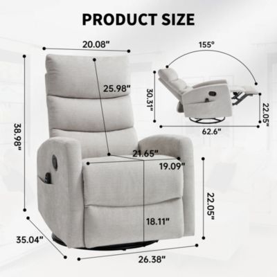 Massage Recliner - 360° Swivel & Heat Rocking Chair