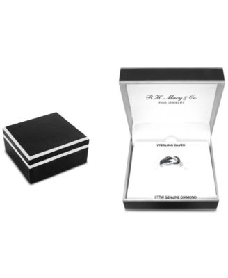 Black Diamond Polished Interlocking Ring (1/6 ct. t.w.) in Sterling Silver