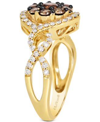 Chocolate Diamond & Nude Diamond Halo Cluster Twist Ring (1-1/20 ct. t.w.) in 14k Gold