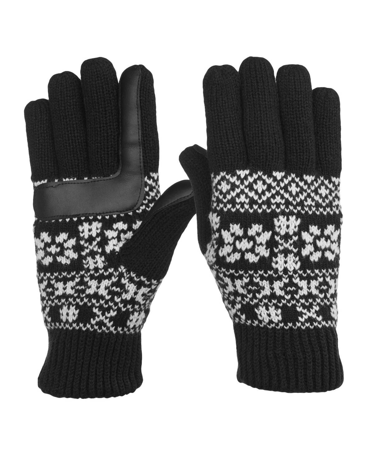Women's Nordic Fairisle Water Repellent Knit Gloves - Black