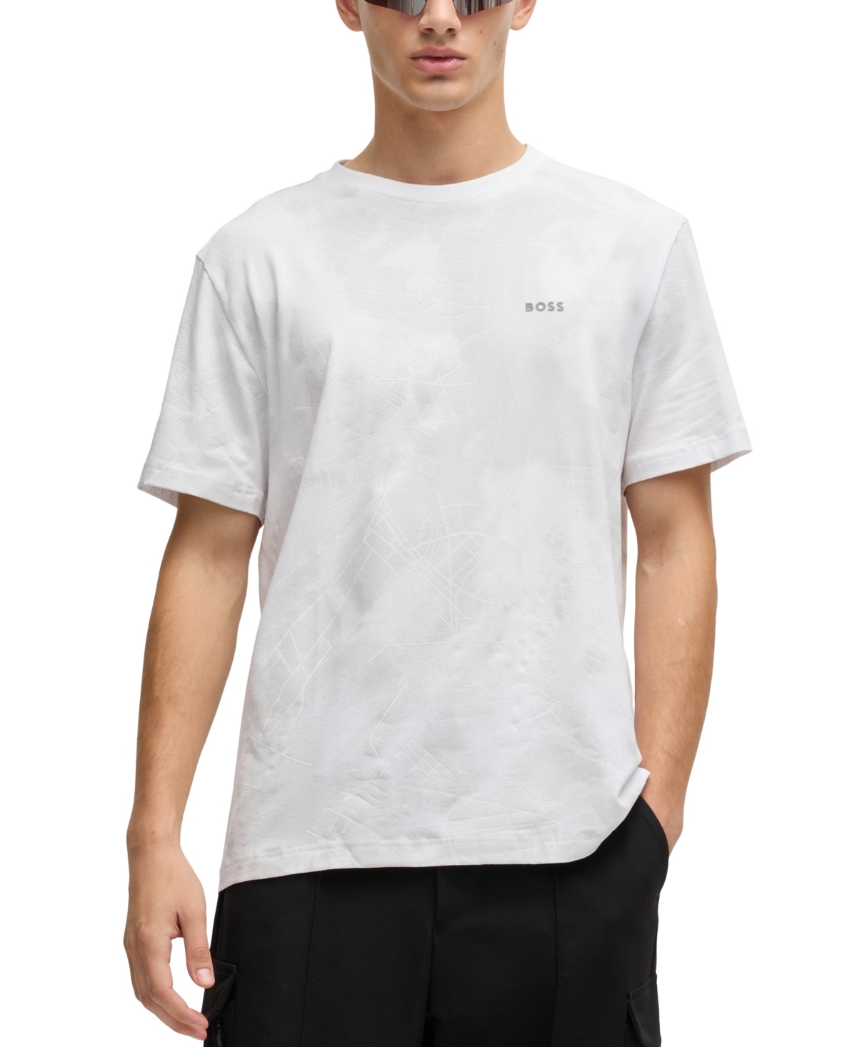 Shop Hugo Boss Boss By  Men's Decorative Reflective Relaxed-fit T-shirt In White